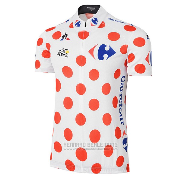 2017 Fahrradbekleidung Tour de France Wei und Rot Trikot Kurzarm und Tragerhose